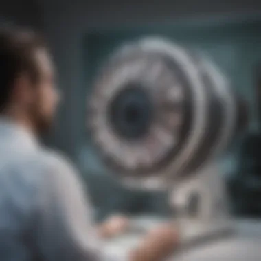 Healthcare professional analyzing MRI results