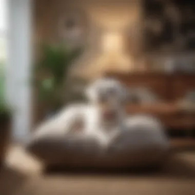 Maltese dog resting comfortably in a cozy home environment